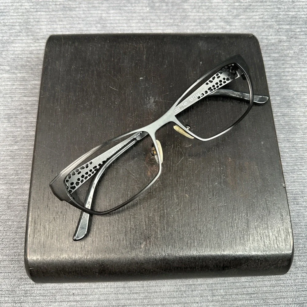 L'Amy Paris Elaina C01 Black Metal Eyeglass Frames Made in France 53-16-140
